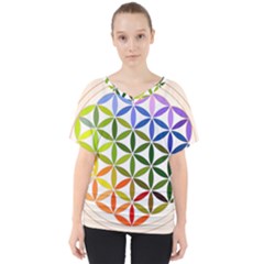 Mandala Rainbow Colorful Reiki V-Neck Dolman Drape Top