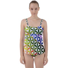 Mandala Rainbow Colorful Reiki Twist Front Tankini Set