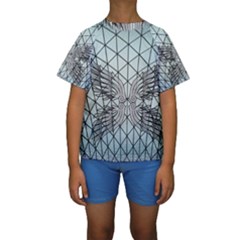 Graphic Pattern Wing Art Kids  Short Sleeve Swimwear