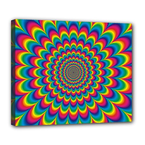 Psychedelic Colours Vibrant Rainbow Deluxe Canvas 24  X 20  (stretched) by Pakrebo