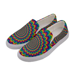 Psychedelic Colours Vibrant Rainbow Women s Canvas Slip Ons by Pakrebo