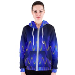 Light Shining Blue Frequency Sine Women s Zipper Hoodie by Pakrebo