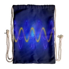 Light Shining Blue Frequency Sine Drawstring Bag (large) by Pakrebo