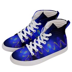 Light Shining Blue Frequency Sine Men s Hi-top Skate Sneakers by Pakrebo