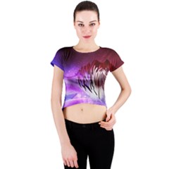 Clematis Structure Close Up Blossom Crew Neck Crop Top by Pakrebo