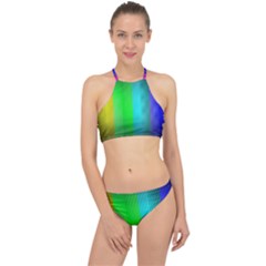 Lines Rainbow Colors Spectrum Color Racer Front Bikini Set by Pakrebo
