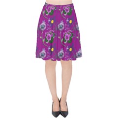 Flower Background Wallpaper Velvet High Waist Skirt by Pakrebo