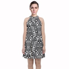 Paisley Pattern Paisley Pattern Velvet Halter Neckline Dress  by Pakrebo