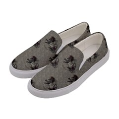 Awesome Steampunk Horse With Wings, Wonderful Pattern Women s Canvas Slip Ons by FantasyWorld7