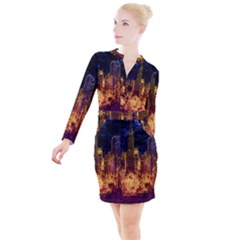 City View San Francisco Usa Button Long Sleeve Dress by Pakrebo