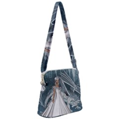 Wonderful Girl With Ice Dragon Zipper Messenger Bag by FantasyWorld7