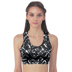 Dark Abstract Print Sports Bra by dflcprintsclothing