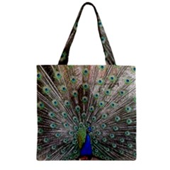 Peacock Bird Animal Feather Zipper Grocery Tote Bag by Pakrebo