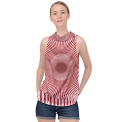 Fractals Abstract Pattern Flower High Neck Satin Top by Pakrebo