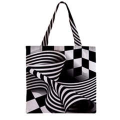 Op Art Black White Drawing Zipper Grocery Tote Bag by Pakrebo