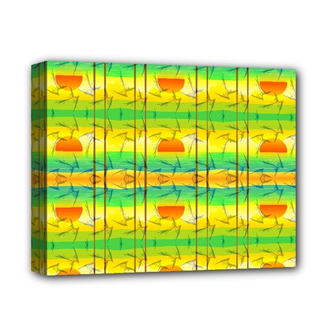 Birds Beach Sun Abstract Pattern Deluxe Canvas 14  x 11  (Stretched)