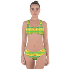 Birds Beach Sun Abstract Pattern Criss Cross Bikini Set