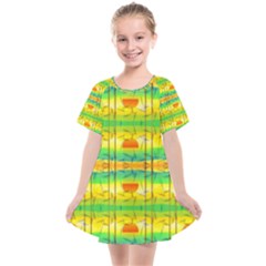 Birds Beach Sun Abstract Pattern Kids  Smock Dress