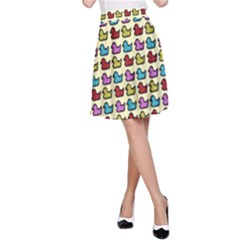 Ducklings Background Ducks Cute A-line Skirt by Pakrebo