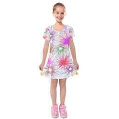 Star Dab Farbkleckse Leaf Flower Kids  Short Sleeve Velvet Dress by Pakrebo