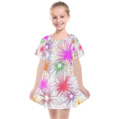 Star Dab Farbkleckse Leaf Flower Kids  Smock Dress by Pakrebo