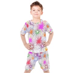 Star Dab Farbkleckse Leaf Flower Kids  Tee And Shorts Set by Pakrebo