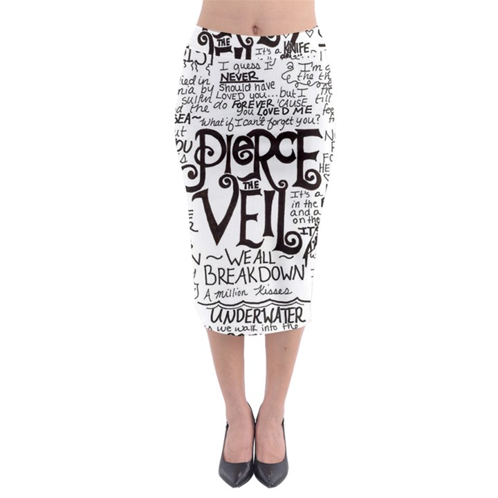 Pierce The Veil Music Band Group Fabric Art Cloth Poster Midi Pencil Skirt