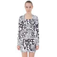 Pierce The Veil Music Band Group Fabric Art Cloth Poster V-neck Bodycon Long Sleeve Dress by Sudhe