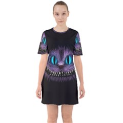 Cheshire Cat Animation Sixties Short Sleeve Mini Dress by Sudhe