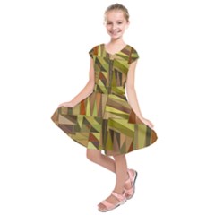 Earth Tones Geometric Shapes Unique Kids  Short Sleeve Dress