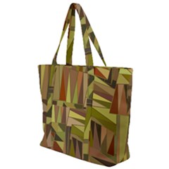 Earth Tones Geometric Shapes Unique Zip Up Canvas Bag