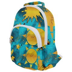 Gold Music Clef Star Dove Harmony Rounded Multi Pocket Backpack by Alisyart