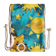 Gold Music Clef Star Dove Harmony Drawstring Bag (large) by Alisyart