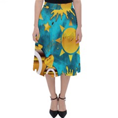 Gold Music Clef Star Dove Harmony Classic Midi Skirt by Alisyart