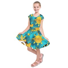 Gold Music Clef Star Dove Harmony Kids  Short Sleeve Dress by Alisyart