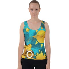 Gold Music Clef Star Dove Harmony Velvet Tank Top by Alisyart