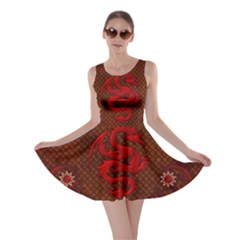 Awesome Chinese Dragon, Red Colors Skater Dress by FantasyWorld7