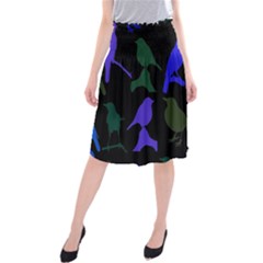 Bird Watching - Dark Colorful Midi Beach Skirt by WensdaiAmbrose