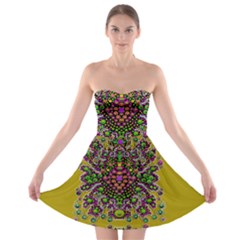 Ornate Dots And Decorative Colors Strapless Bra Top Dress by pepitasart