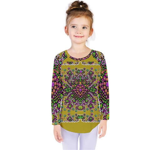 Ornate Dots And Decorative Colors Kids  Long Sleeve Tee by pepitasart