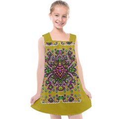 Ornate Dots And Decorative Colors Kids  Cross Back Dress by pepitasart