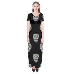 Creepy Zombies Motif Pattern Illustration Short Sleeve Maxi Dress by dflcprintsclothing