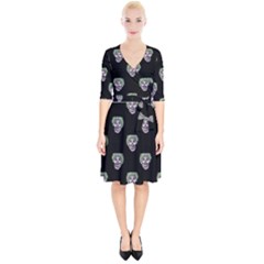 Creepy Zombies Motif Pattern Illustration Wrap Up Cocktail Dress by dflcprintsclothing