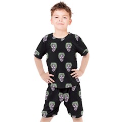 Creepy Zombies Motif Pattern Illustration Kids  Tee And Shorts Set by dflcprintsclothing