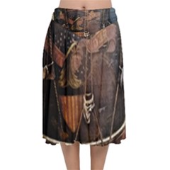 Grand Army Of The Republic Drum Velvet Flared Midi Skirt by Riverwoman