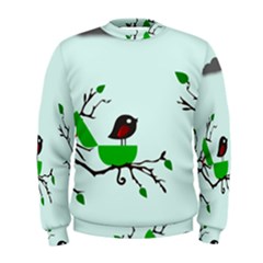 Birds Tree Animal Black Tree Green Men s Sweatshirt by Alisyart