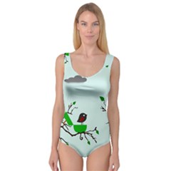 Birds Tree Animal Black Tree Green Princess Tank Leotard 