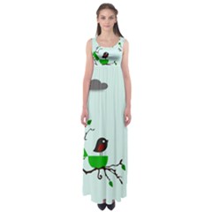 Birds Tree Animal Black Tree Green Empire Waist Maxi Dress