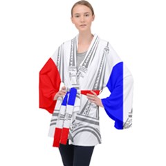 Eiffel Tower France Flag Tower Velvet Kimono Robe