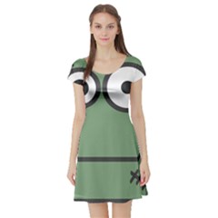 Cartoon Cute Frankenstein Halloween Short Sleeve Skater Dress by Sudhe